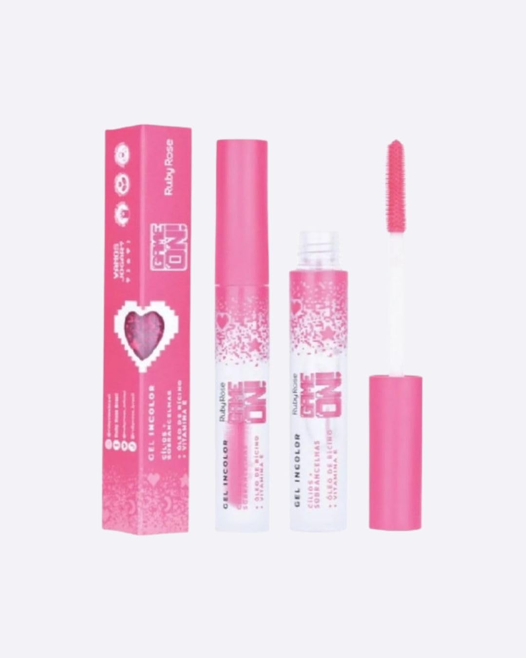Gel Incolor para Cílios Sobrancelhas Game On Ruby Rose 2em1